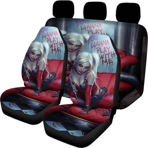 Soft Flexible Car Seat Covers Full Set with Sugar Skull Skeleton Pattern Cool Seat Protector Cushion Covers for Most Vehicle Car