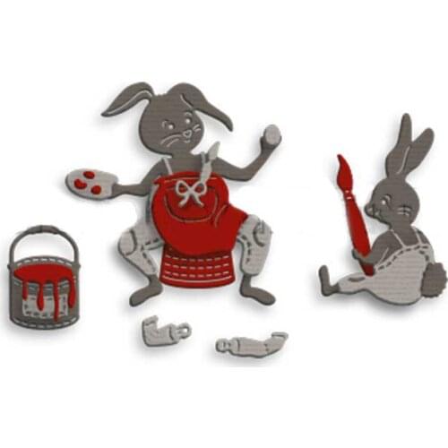 New Arrival 2021 Drawing Of Mother Rabbit And Baby Stamps And Dies Scrapbook Diary Decoration Stencil Embossing Template DIY Gre