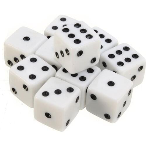 Best Promotion 50 PCS Plastic White 8mm Gaming Dice Standard Six Sided Decider Die RPG For Birthday Parties Toy Bauble Y11