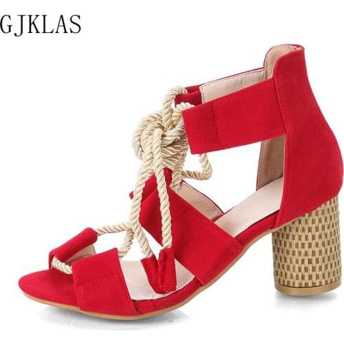 Women Shoes High Heel Sandals Big Size 43 Outdoor Chunky Heels Sandals Women Korean Fashion Sexy Shoes Women Comfort Sandal