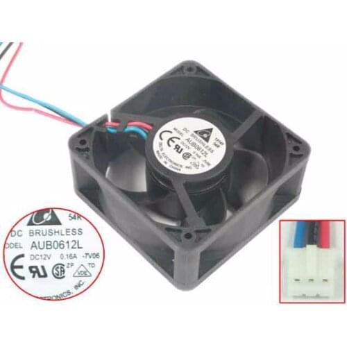 Detla Electronics AUB0612L 7V06 DC 12V 0.16A 60x60x25mm Server Cooling Fan