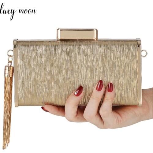 Sequin PU Handbag Gold Luxury Bag Woman Tassel Evening Bags Clutch Purse Chain Shoulder Messenger Bag 2021 Female Brand Z134
