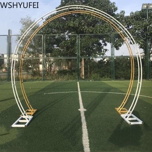 Wedding arch party backdrop iron arch stand props double round ring iron arch frame decorative flower arch door decoration
