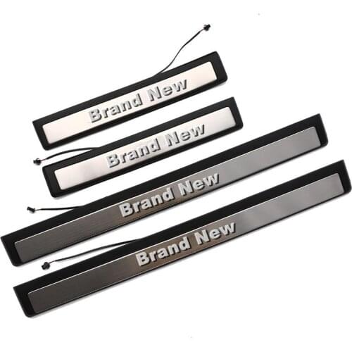 4Pcs Blue Illuminated LED Door Sill Scuff Plate Guard Chromium Styling Interior Mouldings Stickers For Lexus ES 2012-2014