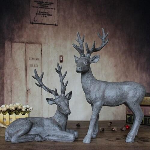American country style resin crafts ornaments antique to do the old station a couple of deer deer home decorative gift