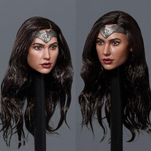 In Stock 1/6 Female Figure Accessory Heroine Gal Gadot Hair Planted Head Heroine Head Sculpt Carved Model