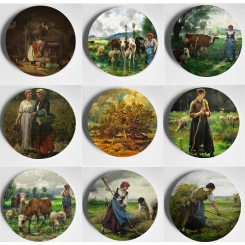 High-Quality Beautiful Decorative Plate Jules Dupre Wall Plate Ceramic Home Living Room Hotel Bar Europe Decorative Art Plate