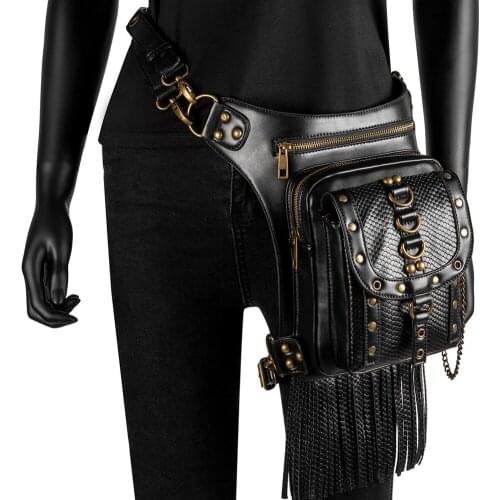 Women/Men Brown Leather Rivets Cross Body Shoulder Waist Leg Thigh Holster Retro Steampunk Belt Bag Gothic Corset Accessories