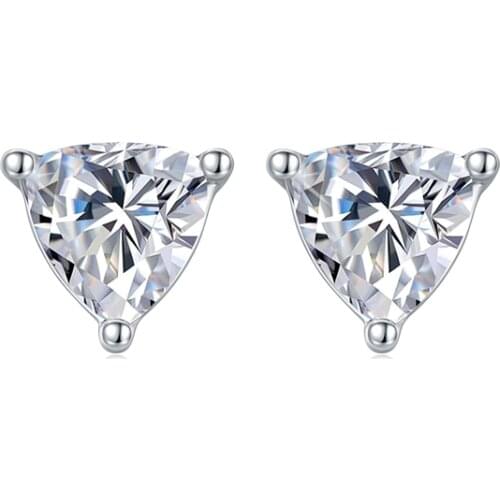 BOEYCJR 925 F color Trillion cut 0.5ct 5*5mm Moissanite VVS Fine Jewelry Diamond Stud Earring With certificate for Women