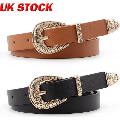 Womens Belt Vintage PU Leather Metal Buckle Thin Quality Western Belt Party Dress Decor Ladies Waist Band Women belt size 105 cm