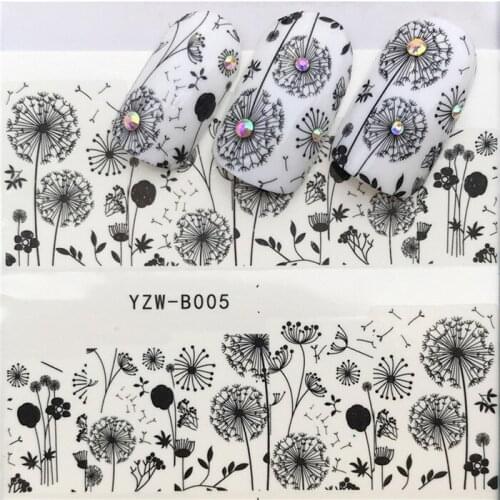1 sheet DIY Nail Art Water Transfer Stickers Dandelion Flower slider adhesive Watermark Decals Women Beauty Wedding Nails