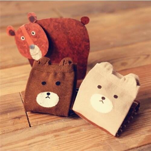 1Pair/lot Lovely Bear Striped 3D Socks Spring Winter Japanese Caramella Creative Cute Sexy Womens Cotton Socks Calcetines