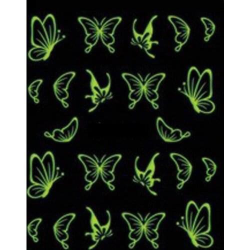 1 sheet Glow in the Dark Lovely Nail Art Water Transfer Stickers Decals Decoration Butterfly Design Luminous Decorations SADG007