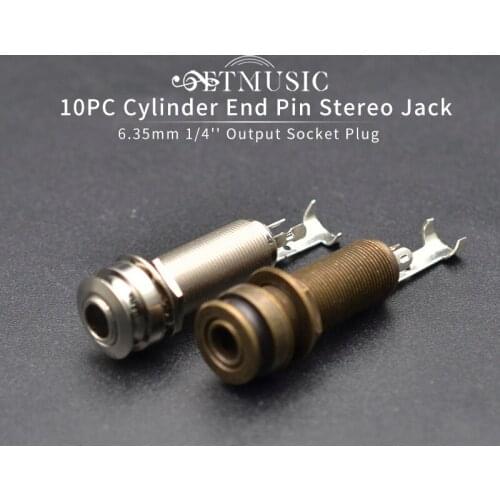 10pcs Stereo 6.35mm 1/4'' Brass Threaded Cylinder End Pin Stereo Jack Output Socket Plug for Guitar Bass Mandolin and Back Cover