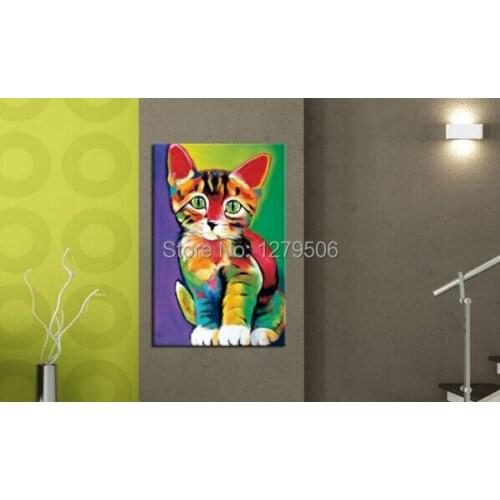100% Handpainted Lovely Fashion Cat Hand Oil Painting On canvas Variety Of Colors