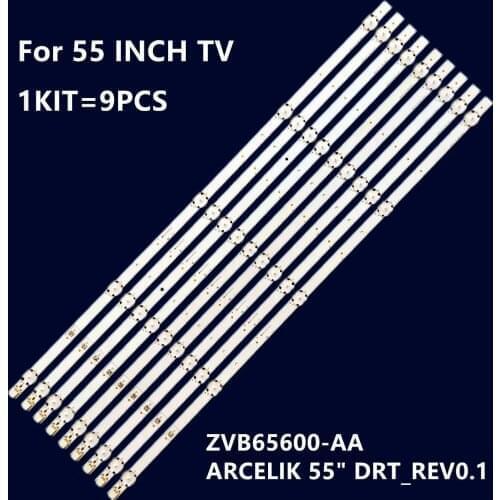 100% New 9pcs/Kit LED strips for GRUNDIG 55 TV 55 VLX 7730 SP 55GUB8852 55GUW8867 55VLX7810BP ARCELIK 55" DRT_REV0.1 ZVB65600-AA