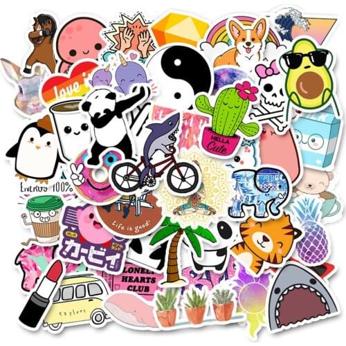 100pcs Anime Vinyl Cute Ins Style Stickers for Water Bottle Waterproof PVC Aesthetic Sticker for Girls Kids for Laptop Phone Car