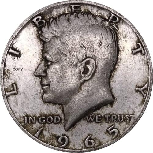 1965 United States Coin America 1/2 Dollar Kennedy Half Copper USA Cupronickel Silver Plated Souvenir Collectible Casting Coins