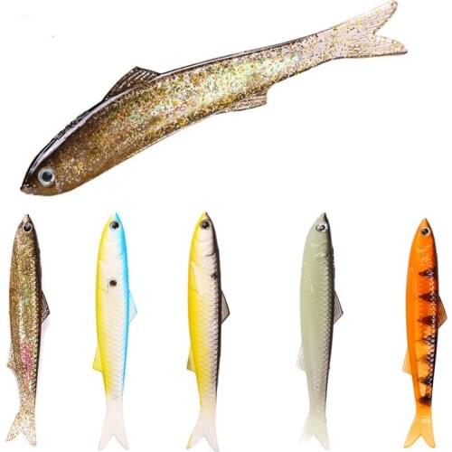 2Pcs 130mm 12.7g Soft Bait Jig Fishing Lures Artificial Rubber Fish Bifurcation Tail Swimbaits Lure Tackle Fishing Accessories