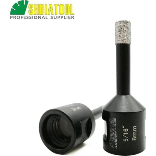 SHDIATOOL 2pcs 5/16" Vacuum brazed diamond Dry drilling bits with 5/8-11 connection 8mm porcelain tile granite marble hole saw