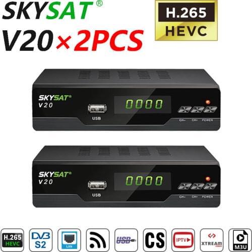 [2PCS] SKYSAT V20 HD Satellite Receiver support H.265 CS Newcamd WiFi Powervu DVB S2 Receptor
