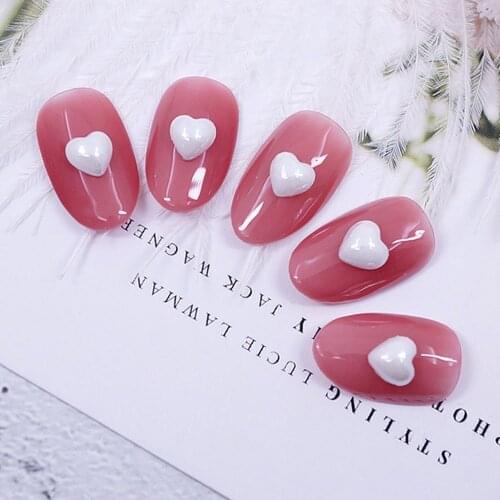 50pcs 3D Heart Shape Nail Rhinestone Manicure Decorative White Heart Nail Art Nail Rhinestone Manicure Charms