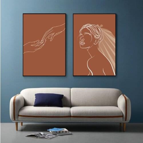 Abstract Ballet Girl Print Hand In Hand Canvas Painting Beautu Women Line Drawing Poster Boho Minimalist Pictures Bedroom Decor