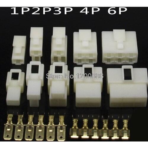 Automotive Connector Plug 6.3mm Connector Male-Female Butt Plug connector 1PIN 2PIN 3PIN 4PIN 6PIN each one pieace