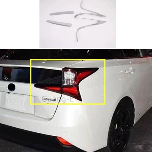 For Toyota Prius 2019 2020 Car Rear Back Light Lamp Hood Molding Frame Stick Styling ABS Chrome Cover Trim Hoods 4pcs