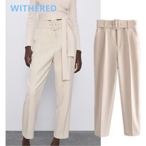 Jenny&Dave women pantalones england style office lady candy solid color high waist suits mujer pantalon femme trousers women