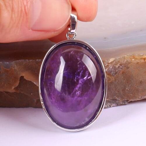 Purple Crystal Bead Oval Pendant Jewelry For Woman Gift S948