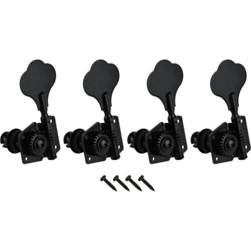 FLEOR 4pcs Vintage Open Bass Tuning Pegs Machine Heads Tuners Black 4L for Left Handed Bass