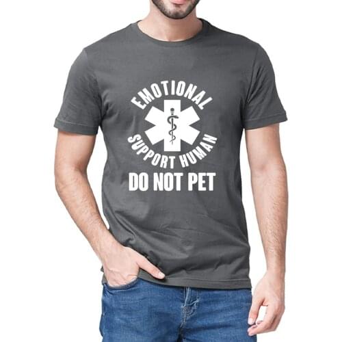 Unisex 100% Cotton Funny Emotional Support Human Do No Pet Summer Mens T-Shirt Loose Harajuku O-Neck Streetwear Women Soft Tee
