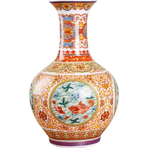 Jingdezhen Enamel Waterweeds Ceramic Vase Ancient Ming and Qing Porcelain