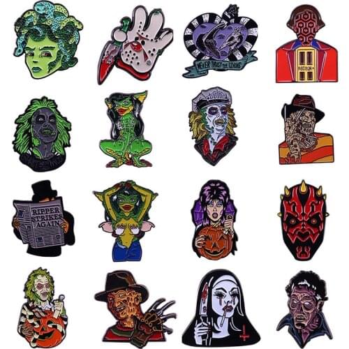 Classic Horror Movies Hard Enamel Pins Brooches Women Men Lapel Badges Backpack Collar Fashion Jewelry Gifts For Kids Friend