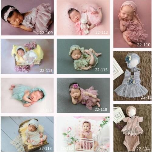 Don&Judy Newborn Outfit Set Photography Props Hat Romper Bodysuit Pillow Headband Sets Photography Baby Studio Shooting Clothing