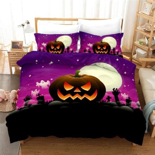 Halloween Holiday Bedding Set Watercolor Landscape Bedspreads Nightmare Home Textiles Pumpkin Comforter Cover