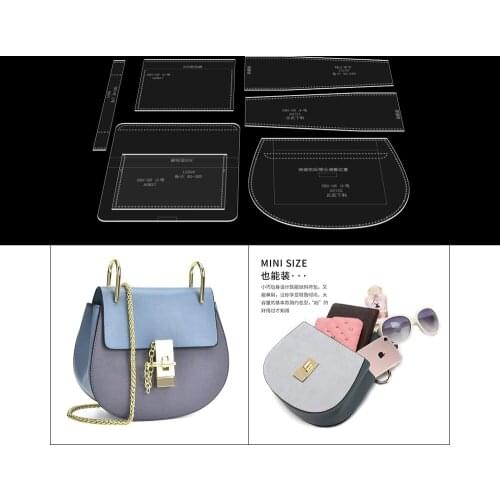 Diy Handmade Leather Piggy Bag Acrylic Version Drawing Template Paper Grid Paper Pattern Cross-body Bag Shoulder Bag Drawing