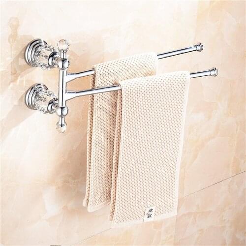 Leyden Polished Chrome Alloy 2 Swivel Arms Towel Bar,Silver Rotatable Rail Towel Rack Flexible Wall Mounted 2Bars