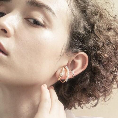 LONDANY ear cuff earrings clip on earrings for women ear rings pearl ear cuff pearl jewelry pearl earrings