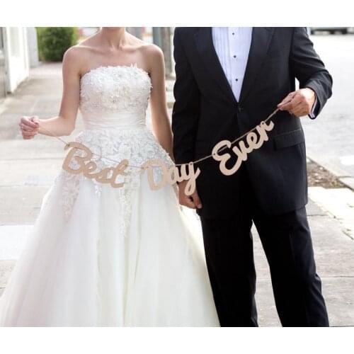 Best Day Banner for Wedding Decorations - Wedding Signs - Wooden Words - Wedding Decorations