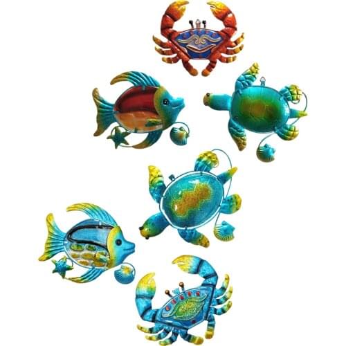 Metal Turtle Fish Wall Decor Bathroom Ocean Glass Art Outdoor ing Beach