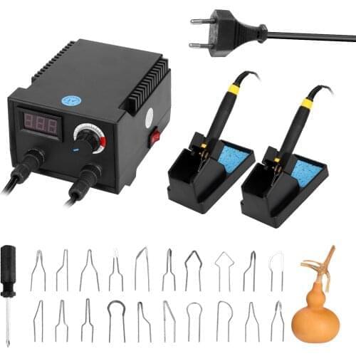 100W Multifunctional Digital Display Electric Gourd Wooden Pyrography Machine with 20pcs Heating Pen Heads