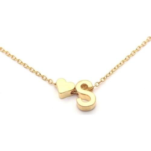 Fashion Tiny Heart Initial Necklace Women Personalize Letter Name Choker Necklace Collier Femme Jewelry Gift Accessory