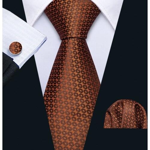 2019 Mens Wedding Tie Brown Foral Silk Tie Hanky Set Barry.Wang Jacquard Woven Fashion Designer Neck Ties For Men Party FA-5142