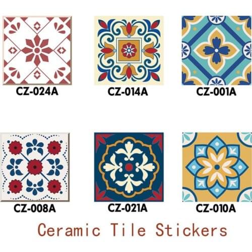 Ceramic Tile Stickers For Kitchen Bathroom PVC Self Adhesive Wall Stickers Living Room DIY Decor Wallpaper Waterproof Stickers
