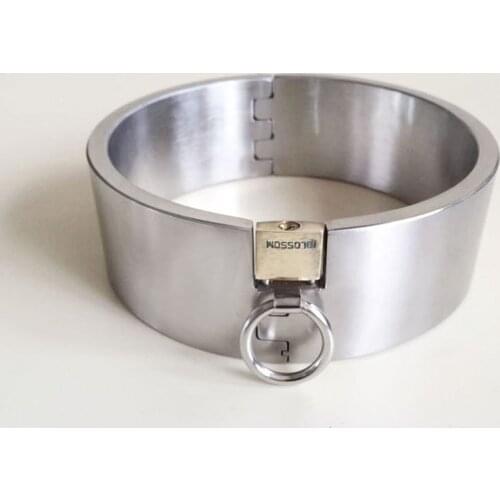 Stainless Steel 5cm High BDSM Collar Neck Bondage Restraints Lock Torture Adult Games Fetish Slave Collar Sex Toys For Women/Men