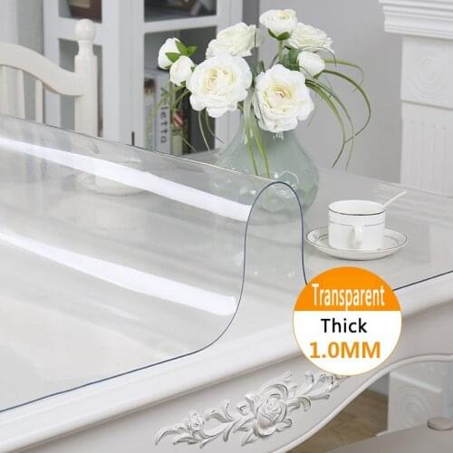 2019 new pvc tablecloth transparent frosted table covers 1.0mm thick soft glass crystal board placemats pads home textile