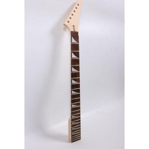Reverse Electric Guitar Neck 24Fret 25.5inch Maple +Rose wood Unfinished #J5