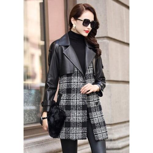 Autumn Jacket Leather Winter Coat Women Genuine Sheepskin Coat Female Tweed Woolen Coats Windbreaker Chaqueta Mujer MY s